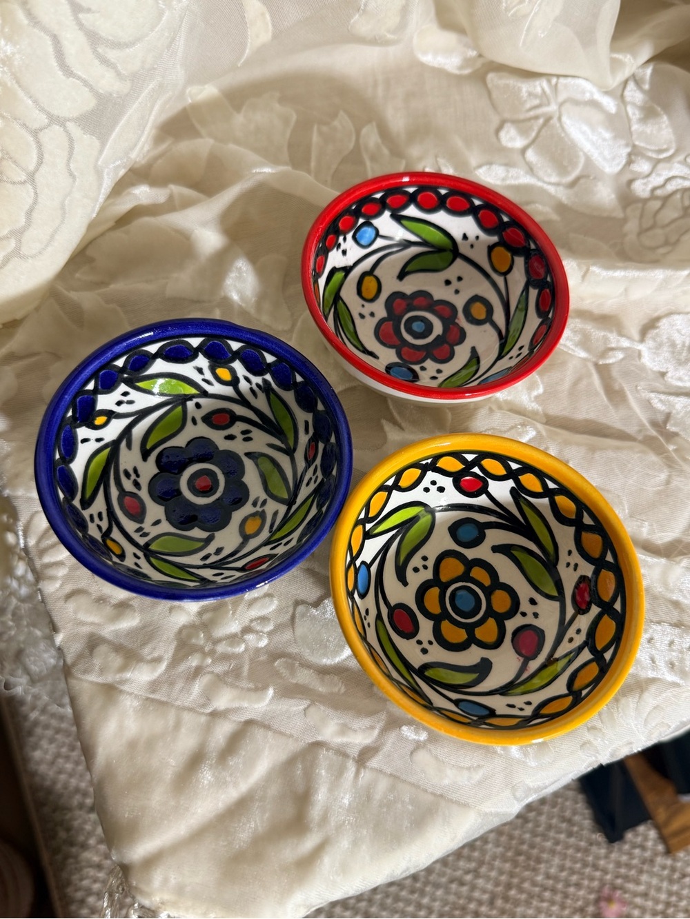 Hand-Painted Al Salam 3pc Ceramic Dipping Bowls Set